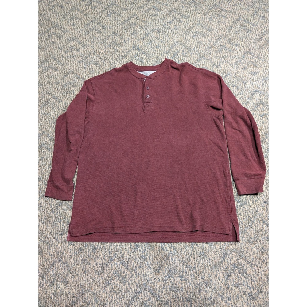 RedHead Mens Burgundy Waffle Knit Henley Shirt Long Sleeve 2XL 602RHF11-123K
